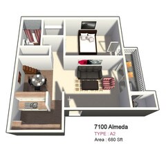 One Bedroom/One Bathroom 0426 floor plan